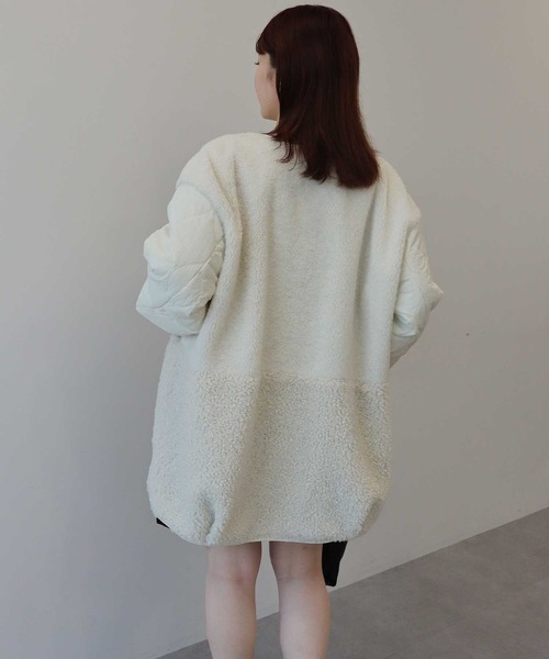 earth music&ecology（アースミュージックアンドエコロジー）の「【2025AW】ボアキルトミドルコート（ブルゾン・レディース・カーキ/ブラック/アイボリー・FREE）」の15枚目の写真