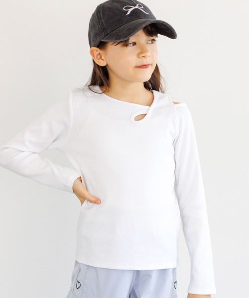 セール】キッズ リブアシメ肩あき長袖Tシャツ（Tシャツ/カットソー