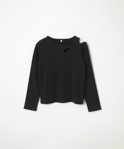 coca(coca)(コカ)の「キッズ リブアシメ肩あき長袖Tシャツ(Tシャツ/カットソー・キッズ・ブラック/ホワイト・140/130/150/120)」の18枚目の写真