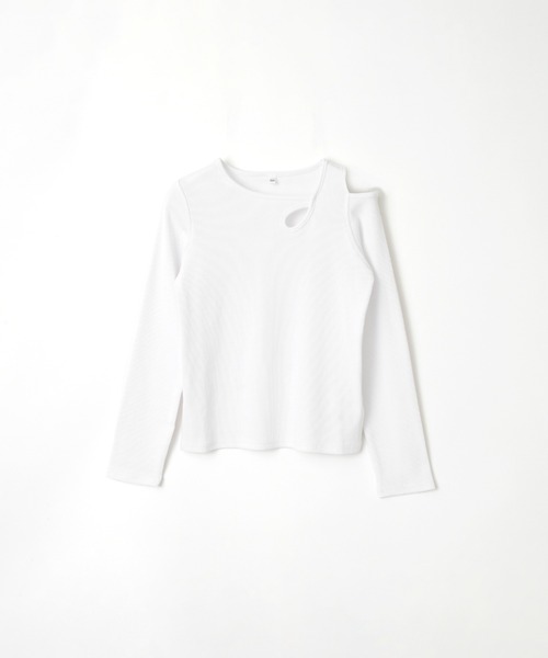 coca(coca)(コカ)の「キッズ リブアシメ肩あき長袖Tシャツ(Tシャツ/カットソー・キッズ・ブラック/ホワイト・140/130/150/120)」の19枚目の写真