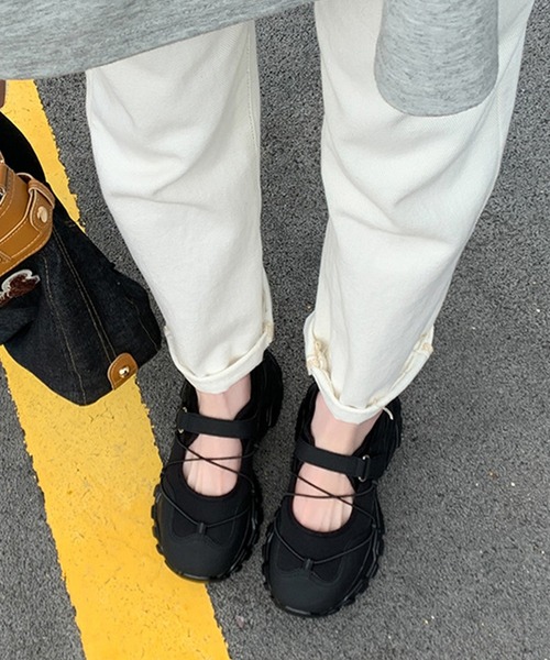 c.u.l(シーユーエル)の「クロスコード バレエ メリージェーン スニーカー culs149(スニーカー・レディース・ブラック・37/36/38/39)」の2枚目の写真