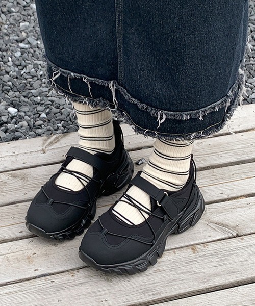 c.u.l(シーユーエル)の「クロスコード バレエ メリージェーン スニーカー culs149(スニーカー・レディース・ブラック・37/36/38/39)」の6枚目の写真