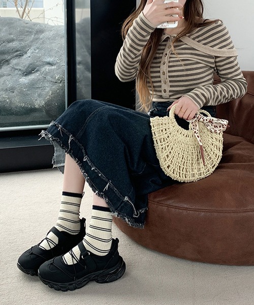 c.u.l(シーユーエル)の「クロスコード バレエ メリージェーン スニーカー culs149(スニーカー・レディース・ブラック・37/36/38/39)」の8枚目の写真