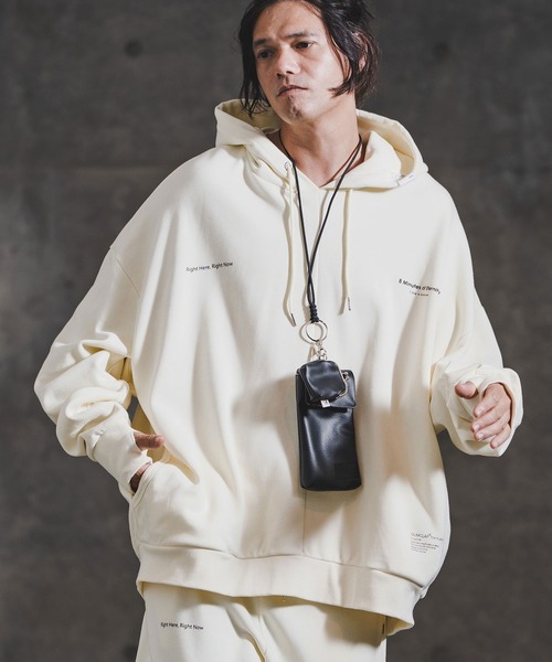 GLIMCLAP（グリムクラップ）の「mpa3941-Point Graphic Sweat Hoodie スウェットパーカー(192-057-gla-cf)（パーカー・メンズ・ブラック/オフホワイト/ミックスグレー・S/M/L）」の2枚目の写真