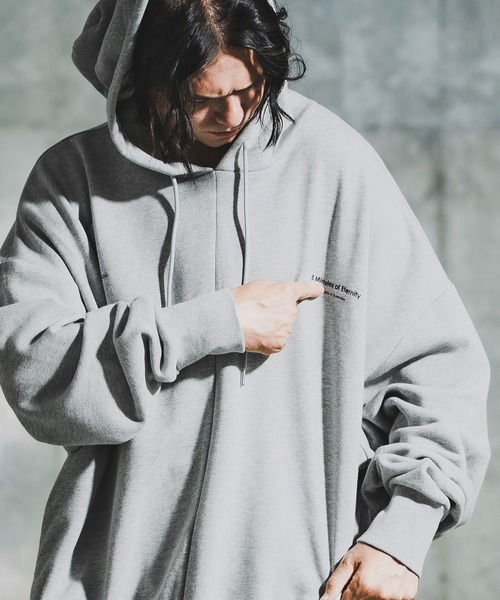 GLIMCLAP（グリムクラップ）の「mpa3941-Point Graphic Sweat Hoodie スウェットパーカー(192-057-gla-cf)（パーカー・メンズ・ブラック/オフホワイト/ミックスグレー・S/M/L）」の4枚目の写真