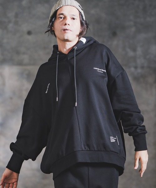 GLIMCLAP（グリムクラップ）の「mpa3941-Point Graphic Sweat Hoodie スウェットパーカー(192-057-gla-cf)（パーカー・メンズ・ブラック/オフホワイト/ミックスグレー・S/M/L）」の9枚目の写真