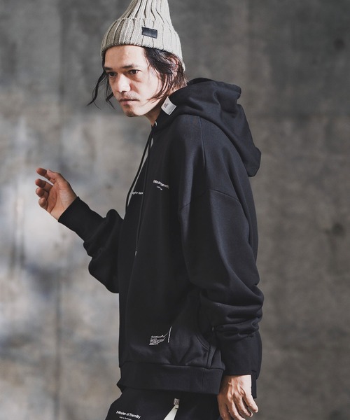 GLIMCLAP（グリムクラップ）の「mpa3941-Point Graphic Sweat Hoodie スウェットパーカー(192-057-gla-cf)（パーカー・メンズ・ブラック/オフホワイト/ミックスグレー・S/M/L）」の10枚目の写真