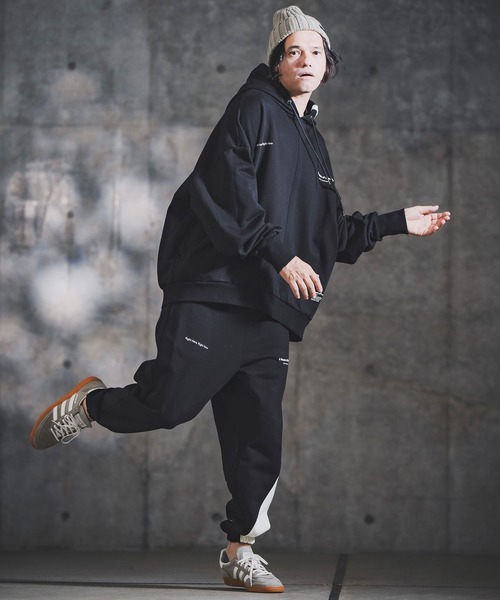 GLIMCLAP（グリムクラップ）の「mpa3941-Point Graphic Sweat Hoodie スウェットパーカー(192-057-gla-cf)（パーカー・メンズ・ブラック/オフホワイト/ミックスグレー・S/M/L）」の11枚目の写真