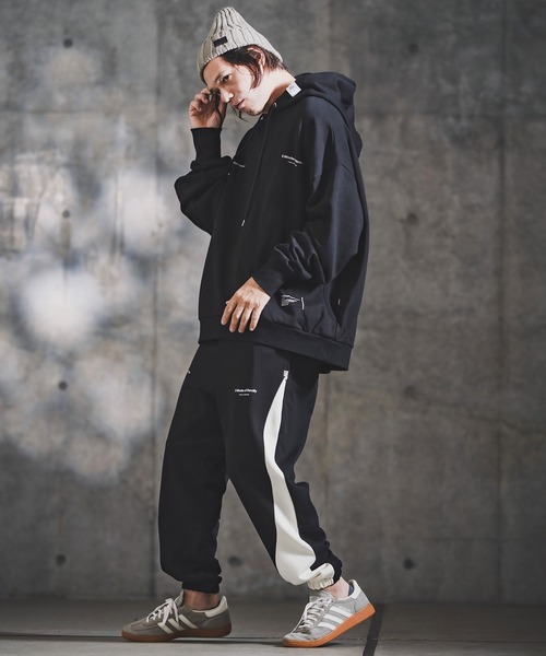 GLIMCLAP（グリムクラップ）の「mpa3941-Point Graphic Sweat Hoodie スウェットパーカー(192-057-gla-cf)（パーカー・メンズ・ブラック/オフホワイト/ミックスグレー・S/M/L）」の12枚目の写真