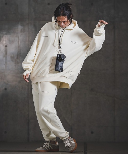 GLIMCLAP（グリムクラップ）の「mpa3941-Point Graphic Sweat Hoodie スウェットパーカー(192-057-gla-cf)（パーカー・メンズ・ブラック/オフホワイト/ミックスグレー・S/M/L）」の18枚目の写真