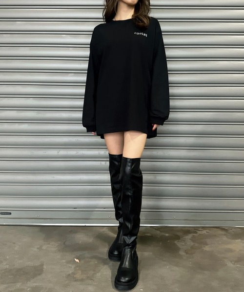 EGOIST(エゴイスト)の「ラインストーンロゴユニセックスロンT(Tシャツ/カットソー・レディース・ホワイト/ブラック・FREE)」の11枚目の写真