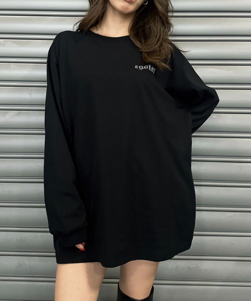 EGOIST(エゴイスト)の「ラインストーンロゴユニセックスロンT(Tシャツ/カットソー・レディース・ホワイト/ブラック・FREE)」の7枚目の写真