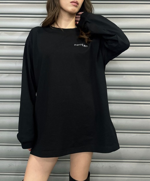 EGOIST(エゴイスト)の「ラインストーンロゴユニセックスロンT(Tシャツ/カットソー・レディース・ホワイト/ブラック・FREE)」の8枚目の写真