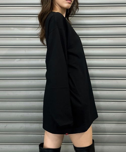 EGOIST(エゴイスト)の「ラインストーンロゴユニセックスロンT(Tシャツ/カットソー・レディース・ホワイト/ブラック・FREE)」の9枚目の写真