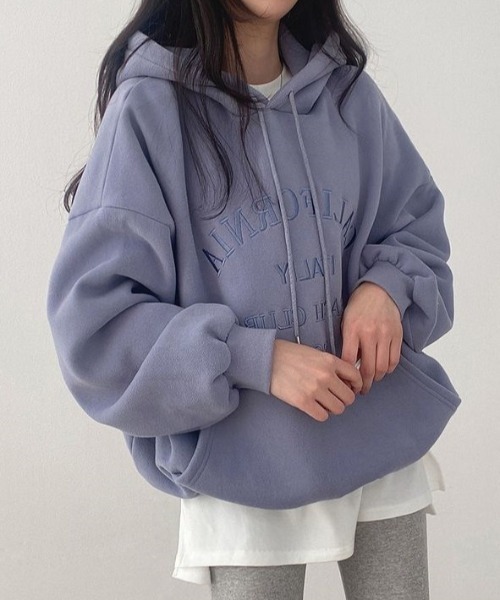 SHEPP(シープ)の「フロント刺繍 ルーズフーディー(パーカー・レディース・ブルー/グレー/ブラック/アイボリー・M/L)」の15枚目の写真