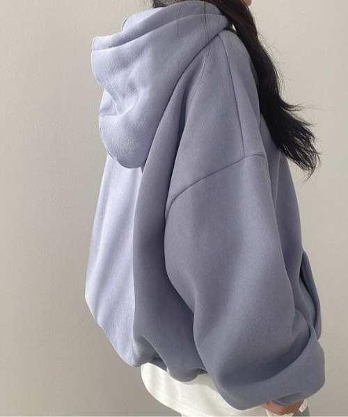 SHEPP(シープ)の「フロント刺繍 ルーズフーディー(パーカー・レディース・ブルー/グレー/ブラック/アイボリー・M/L)」の14枚目の写真