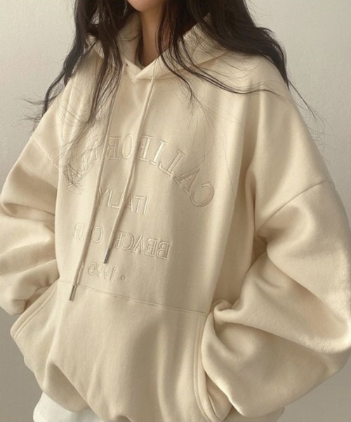 SHEPP(シープ)の「フロント刺繍 ルーズフーディー(パーカー・レディース・ブルー/グレー/ブラック/アイボリー・M/L)」の10枚目の写真