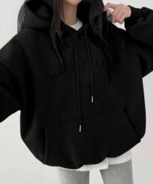 SHEPP(シープ)の「フロント刺繍 ルーズフーディー(パーカー・レディース・ブルー/グレー/ブラック/アイボリー・M/L)」の6枚目の写真