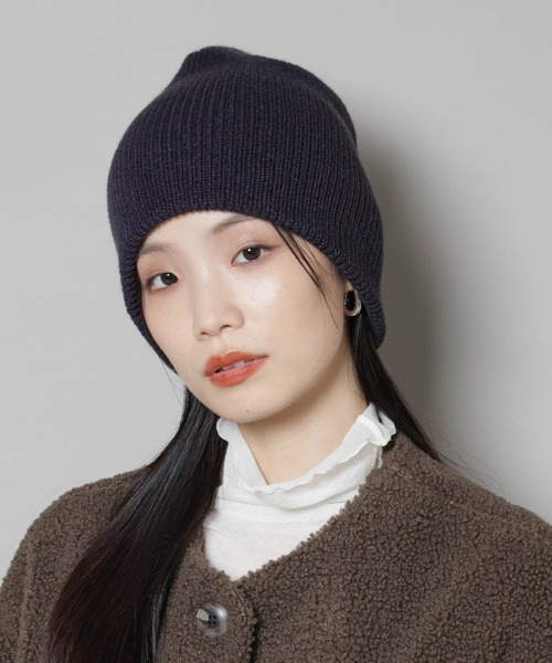 NANO universe（ナノユニバース）の「リブニットビーニー（ニットキャップ/ビーニー・レディース・チャコール/ベージュ・FREE）」の2枚目の写真