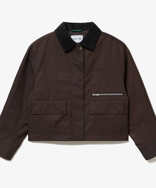 セール】コーデュロイカラーショート丈 ジップアップブルゾン