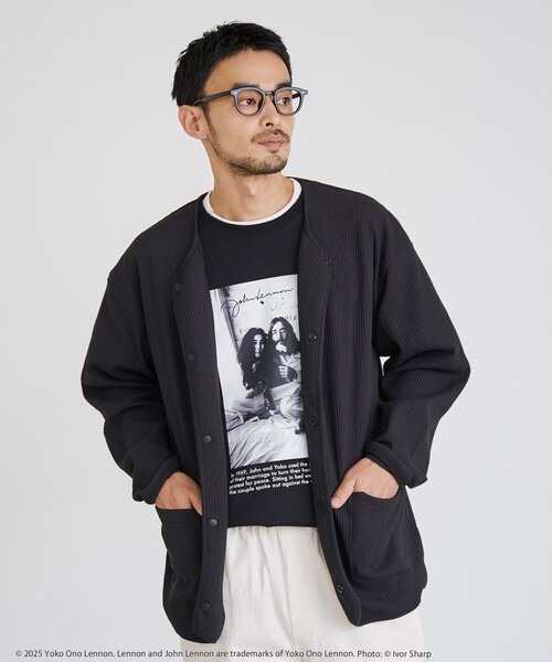 coen（コーエン）の「コンフォートワッフルカーディガン（カーディガン/ボレロ・メンズ・ナチュラル/ダークグレー・XL/L/M/S）」の3枚目の写真