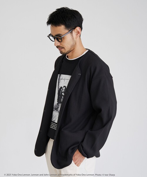 coen（コーエン）の「コンフォートワッフルカーディガン（カーディガン/ボレロ・メンズ・ナチュラル/ダークグレー・XL/L/M/S）」の4枚目の写真