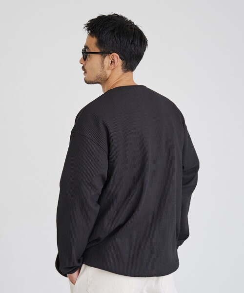 coen（コーエン）の「コンフォートワッフルカーディガン（カーディガン/ボレロ・メンズ・ナチュラル/ダークグレー・XL/L/M/S）」の5枚目の写真