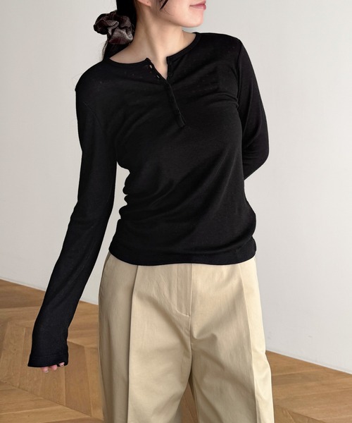 CANAL JEAN(キャナルジーン)の「El mar アイレットヘンリーロンT(Tシャツ/カットソー・レディース・ブラック/ブラウン/グレー・ONE SIZE)」の10枚目の写真
