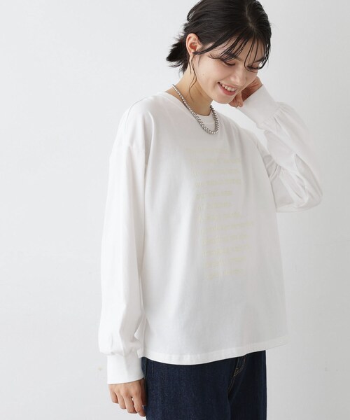 Dessin(デッサン)の「【洗える】メッセージロゴロングスリーブTシャツ(Tシャツ/カットソー・レディース・ホワイト系/ライトグリーン/ネイビー・01/02/03)」の4枚目の写真