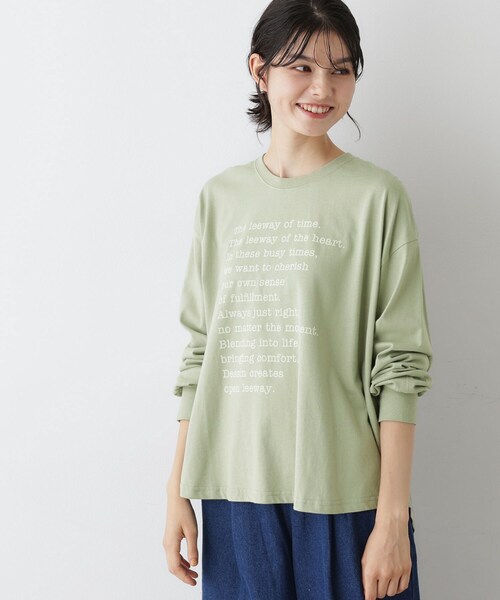 Dessin(デッサン)の「【洗える】メッセージロゴロングスリーブTシャツ(Tシャツ/カットソー・レディース・ホワイト系/ライトグリーン/ネイビー・01/02/03)」の8枚目の写真