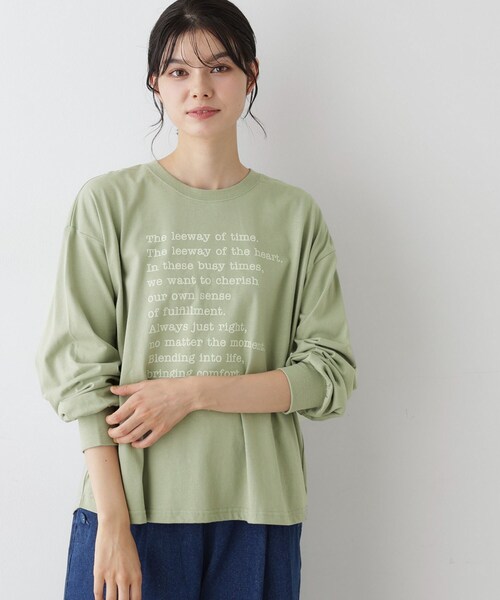 Dessin(デッサン)の「【洗える】メッセージロゴロングスリーブTシャツ(Tシャツ/カットソー・レディース・ホワイト系/ライトグリーン/ネイビー・01/02/03)」の9枚目の写真