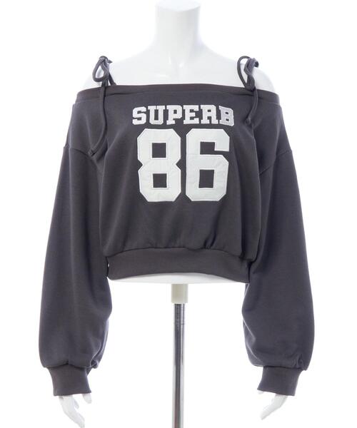 INGNI（イング）の「オフショル肩リボンナンバリングスウェットトップス（スウェット・レディース・カモフラージュ/オートミール/ボルドー/チャコールグレー・M）」の9枚目の写真