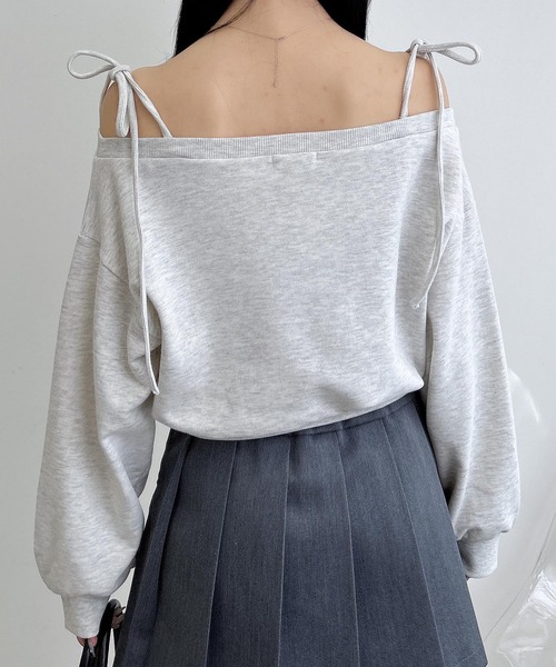 INGNI（イング）の「オフショル肩リボンナンバリングスウェットトップス（スウェット・レディース・カモフラージュ/オートミール/ボルドー/チャコールグレー・M）」の12枚目の写真