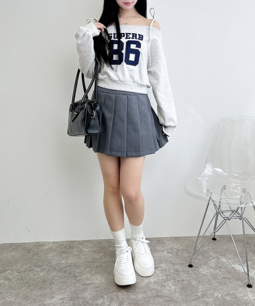 INGNI（イング）の「オフショル肩リボンナンバリングスウェットトップス（スウェット・レディース・カモフラージュ/オートミール/ボルドー/チャコールグレー・M）」の11枚目の写真