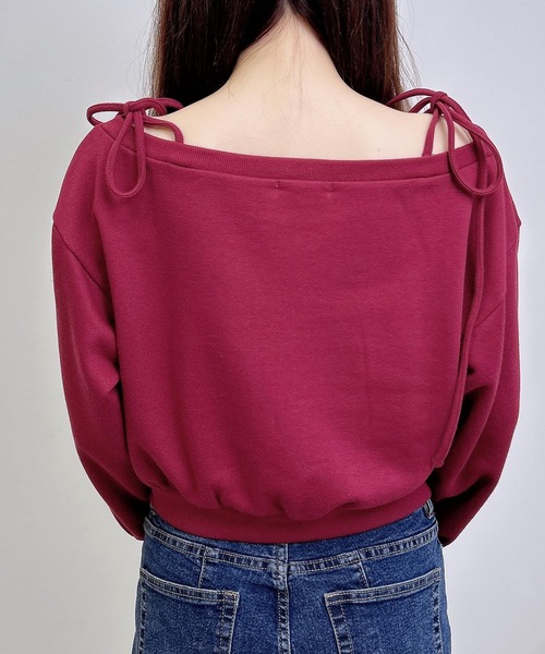 INGNI（イング）の「オフショル肩リボンナンバリングスウェットトップス（スウェット・レディース・カモフラージュ/オートミール/ボルドー/チャコールグレー・M）」の21枚目の写真