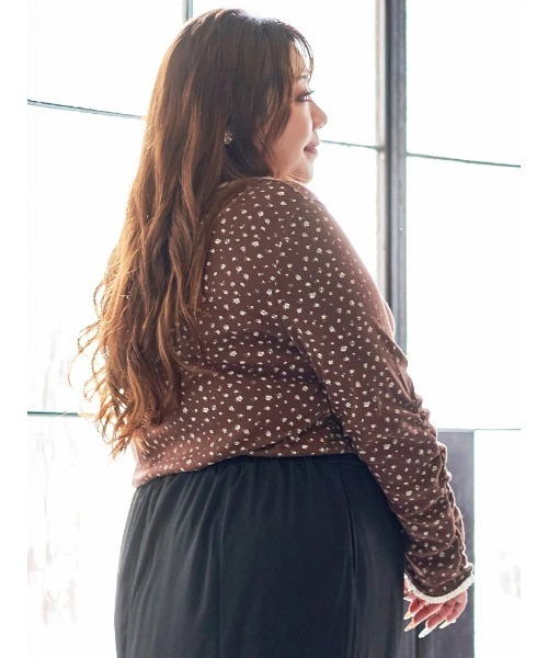 Re-J&SUPURE(リジェイアンドスプル)の「【大きいサイズ】【Kannaコラボ】小花柄プルオーバー(Tシャツ/カットソー・レディース・ブラウン/オフホワイト・XX-LARGE/XXX-LARGE/XXXX-LARGE)」の6枚目の写真
