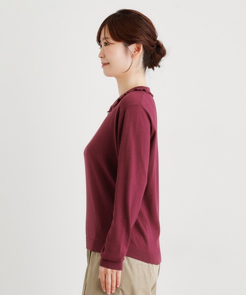 セール】【シーウール】フリルカラーニットプルオーバー（ニット