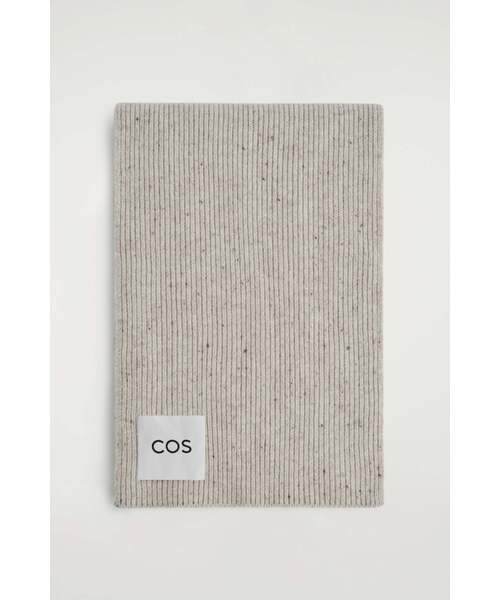 COS リブ編みウールカシミヤマフラー RIBBED WOOL-CASHMERE SCARF リブ編みウールカシミヤマフラー ボルドー