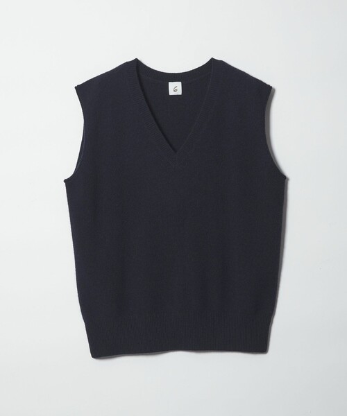 6（ロク）の「＜6(ROKU)＞ウール アルパカ ベスト（ベスト・レディース・ナチュラル/ネイビー・FREE）」の4枚目の写真