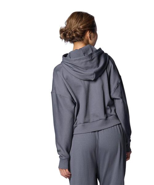UNDER ARMOUR(アンダーアーマー)の「UAジャーニーリブ オーバーサイズド フーディー(トレーニング/レディース)(スウェット・レディース・グレー×ホワイト・S/M/XL/L)」の2枚目の写真
