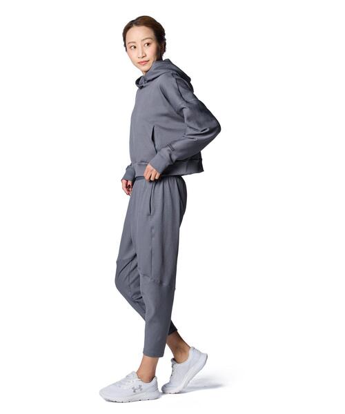 UNDER ARMOUR(アンダーアーマー)の「UAジャーニーリブ オーバーサイズド フーディー(トレーニング/レディース)(スウェット・レディース・グレー×ホワイト・S/M/XL/L)」の3枚目の写真