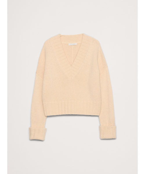 Banana Republic(バナナリパブリック)の「ウール アルパカ ブレンド Vネックセーター(ニット/セーター・レディース・アイボリー/ブルー・XS/S/M/L)」の8枚目の写真