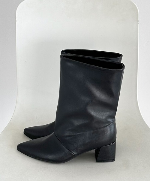 Doux archives（ドゥアルシーヴ）の「ワイドシャフトミドルブーツ（ブーツ・レディース・ベージュ/ブラック・LARGE/MEDIUM）」の6枚目の写真