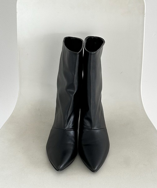 Doux archives（ドゥアルシーヴ）の「ワイドシャフトミドルブーツ（ブーツ・レディース・ベージュ/ブラック・LARGE/MEDIUM）」の7枚目の写真