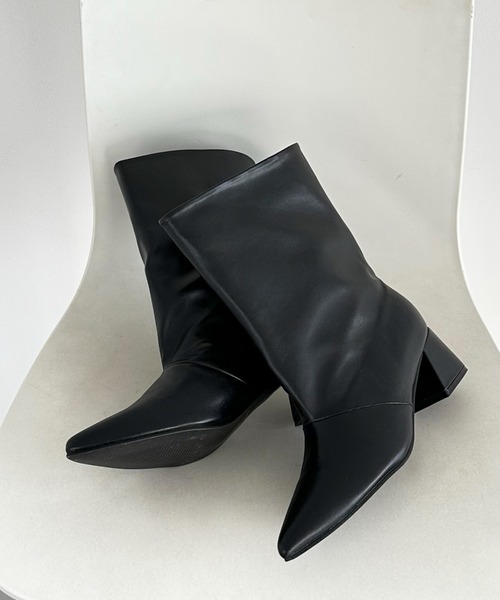 Doux archives（ドゥアルシーヴ）の「ワイドシャフトミドルブーツ（ブーツ・レディース・ベージュ/ブラック・LARGE/MEDIUM）」の8枚目の写真