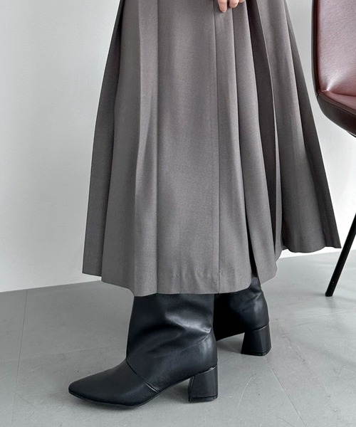 Doux archives（ドゥアルシーヴ）の「ワイドシャフトミドルブーツ（ブーツ・レディース・ベージュ/ブラック・LARGE/MEDIUM）」の15枚目の写真