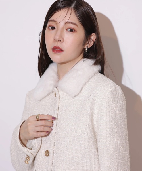 リランドチュール ツイードファーコート ジャケット新品未使用 ファーカラーツィードジャケット（その他アウター）｜Rirandture