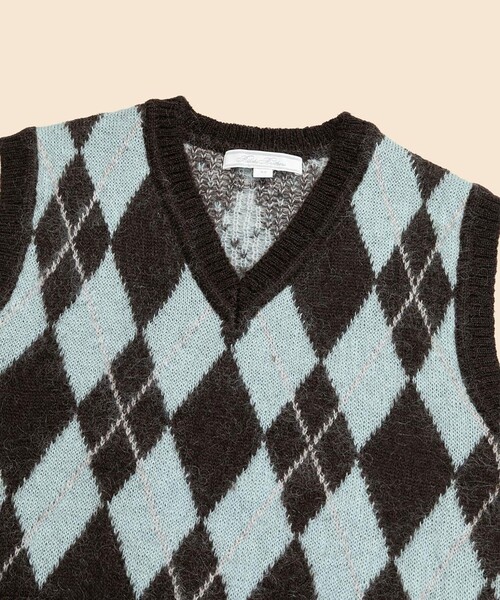 BROOKS BROTHERS(ブルックスブラザーズ)の「キッドモヘアブレンド チョコミントアーガイル Vネックベスト(ベスト・レディース・ダークブラウン・X-SMALL/SMALL/MEDIUM/LARGE)」の2枚目の写真