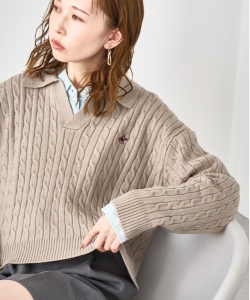 BEVERLYHILLS POLO CLUB・新色追加】ケーブル編みクロップドスキッパー