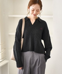 BEVERLY HILLS POLO CLUB | 【BEVERLYHILLS POLO CLUB・新色追加】ケーブル編みクロップドスキッパーニット(ニット/セーター)
